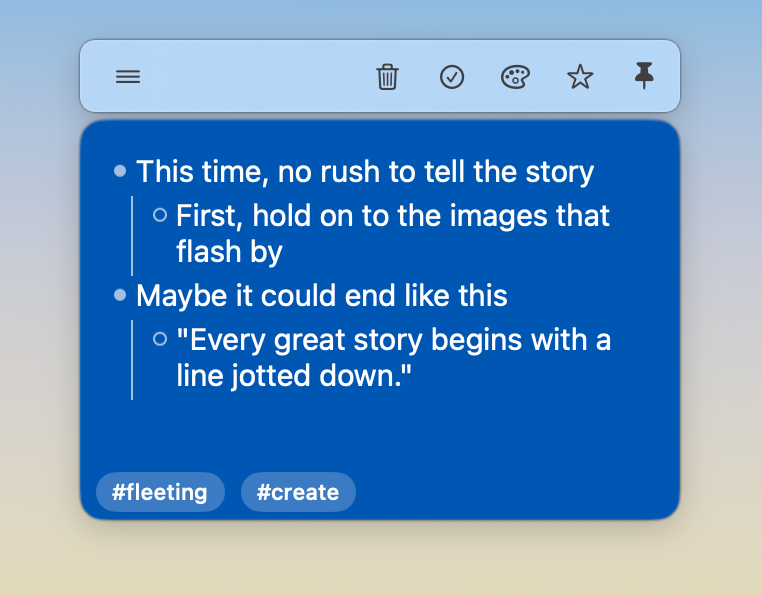 Typing # to add a tag in a Brim note
